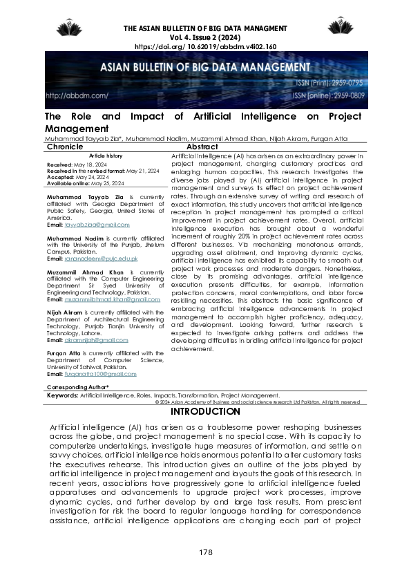 (PDF) The Role and Impact of Artificial Intelligence on Project Management
