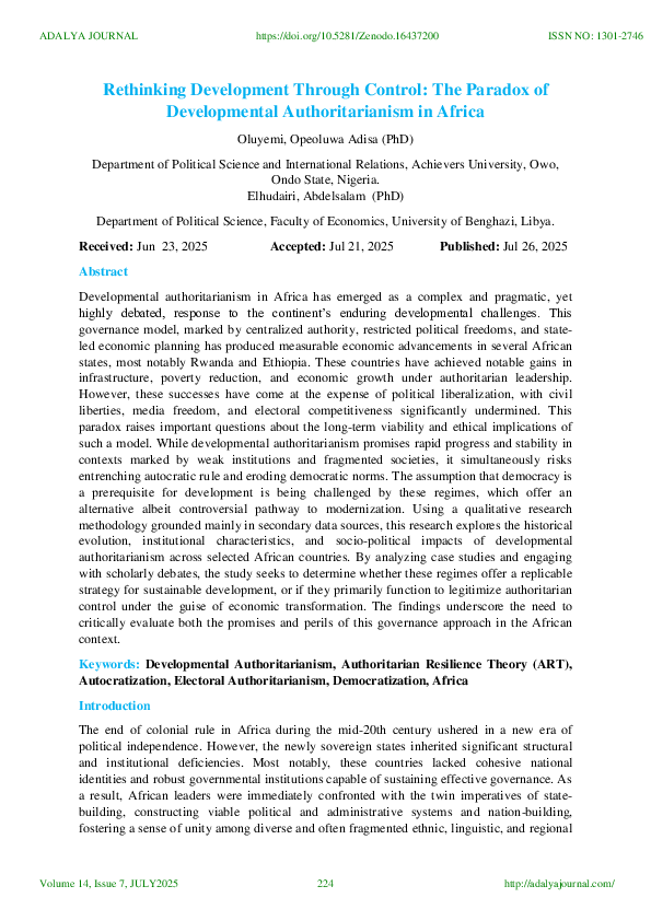 (PDF) Rethinking development through control: the paradox of ...