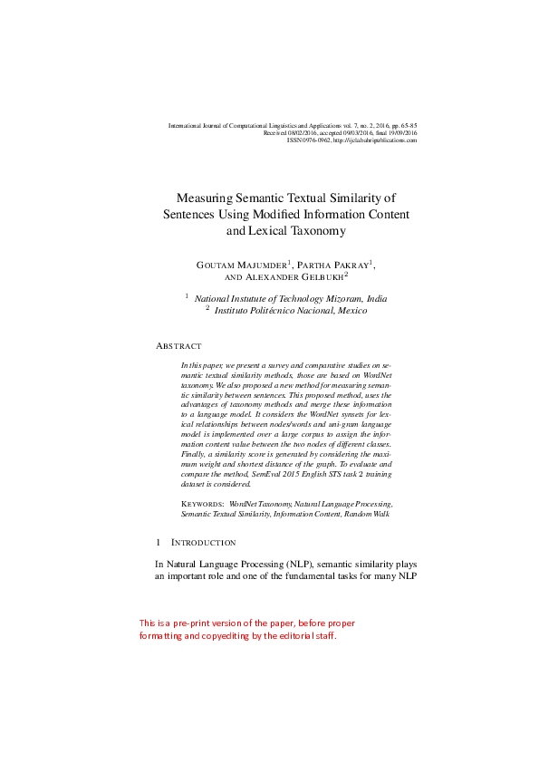 (PDF) Measuring Semantic Textual Similarity of Sentences Using Modified ...
