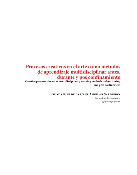 (PDF) Procesos creativos en el arte como métodos de aprendizaje ...