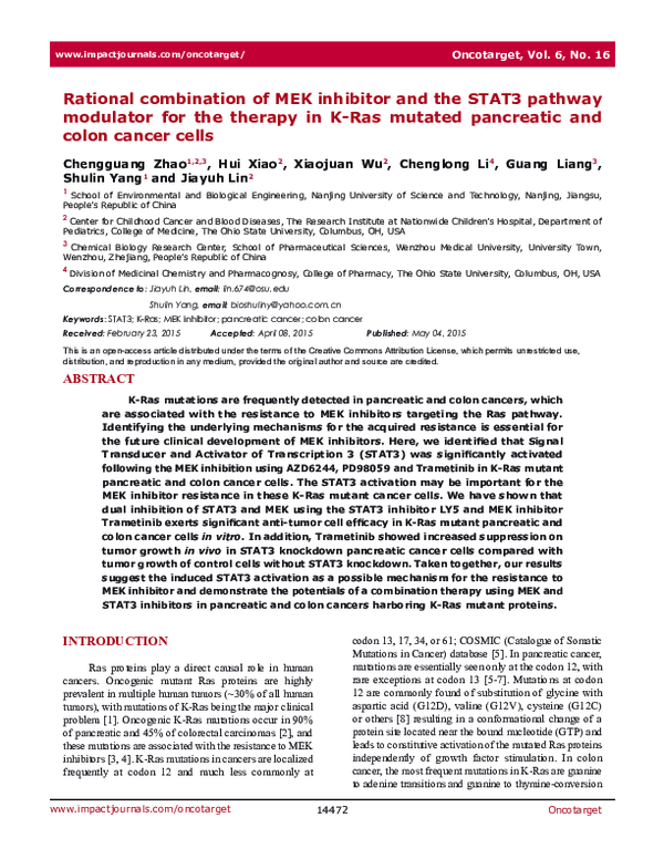 (PDF) Rational combination of MEK inhibitor and the STAT3 pathway ...