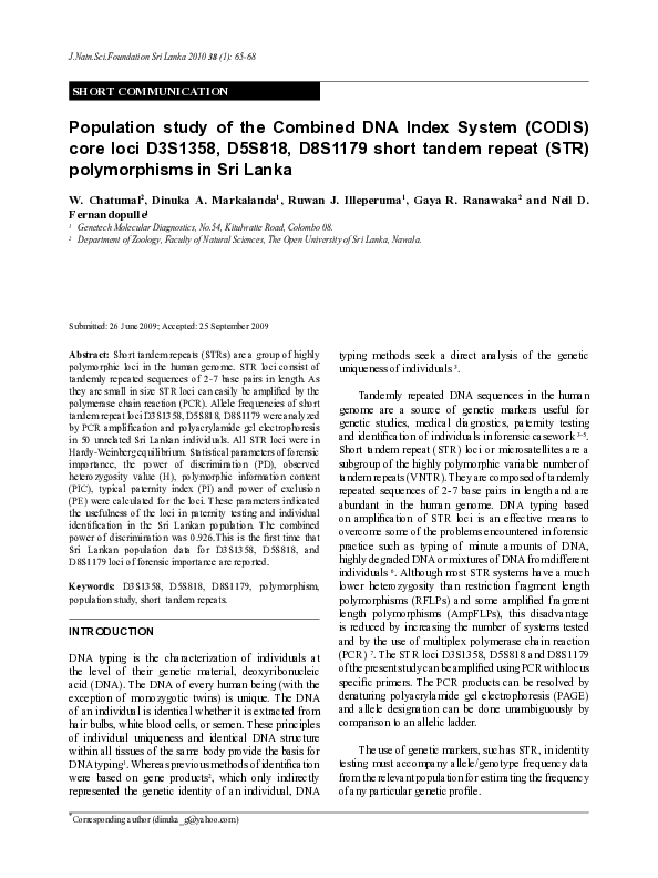 (PDF) Population study of the Combined DNA Index System (CODIS) core ...