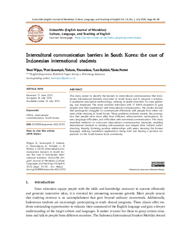 (PDF) Intercultural Communication Barriers in South Korea: The Case of ...