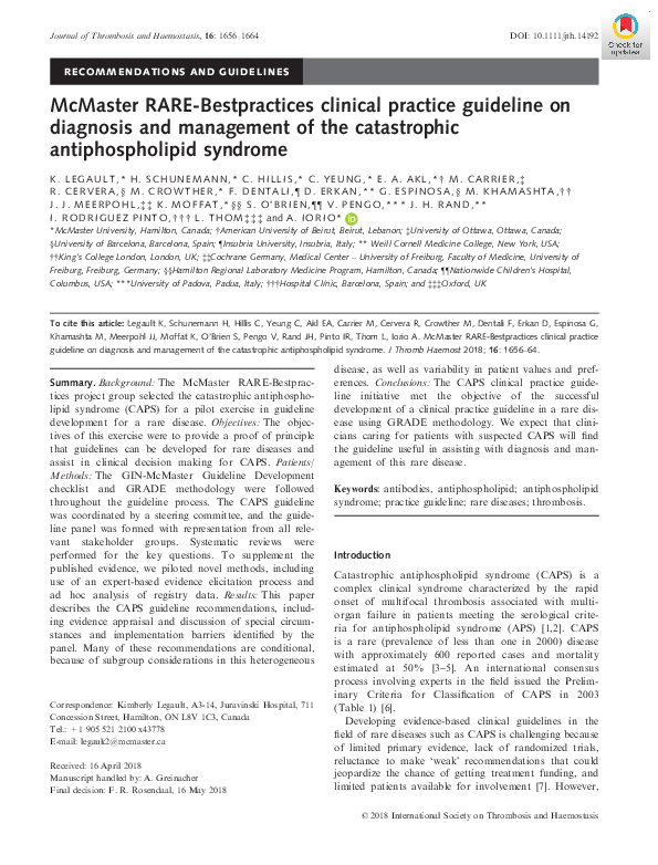 (PDF) McMaster RARE-Bestpractices clinical practice guideline on ...