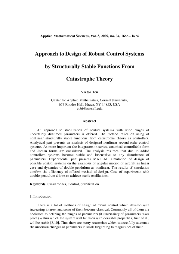 (PDF) Approach to Design of Robust Control Systems by Structurally ...