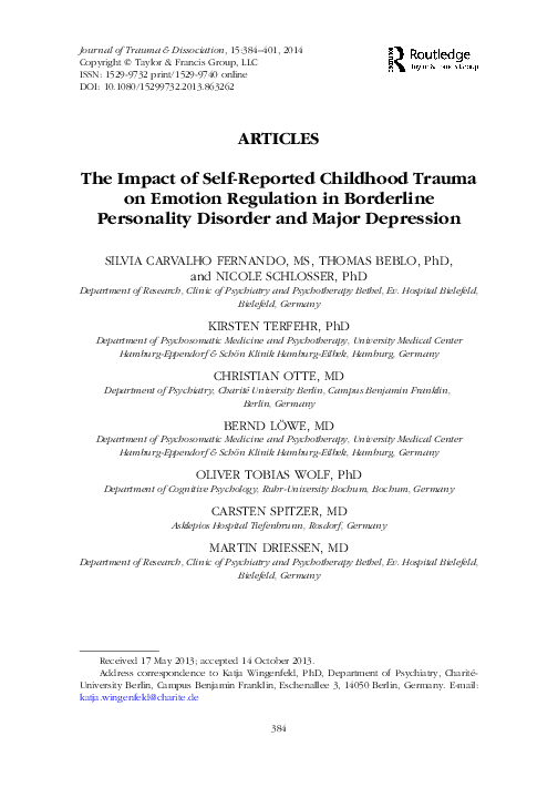 (PDF) The Impact of Self-Reported Childhood Trauma on Emotion ...