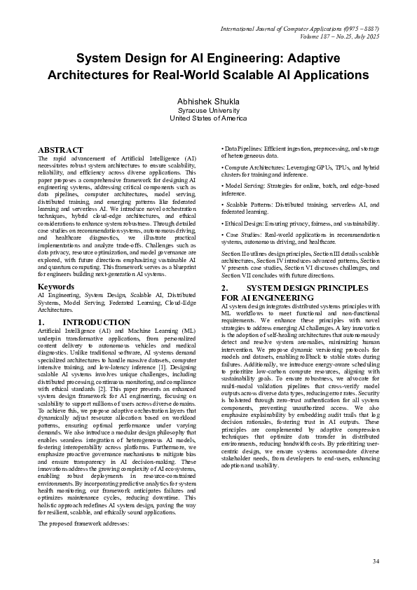 (PDF) System Design for AI Engineering: Adaptive Architectures for Real ...
