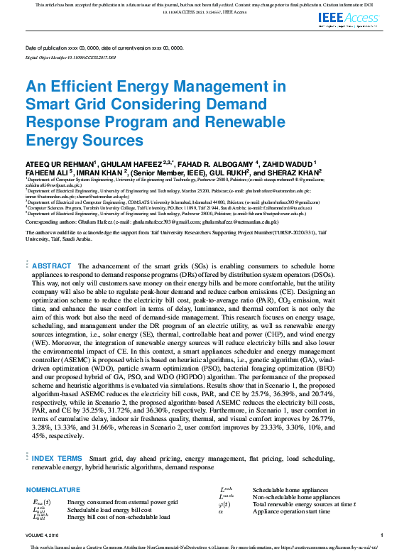 (PDF) An Efficient Energy Management in Smart Grid Considering Demand ...