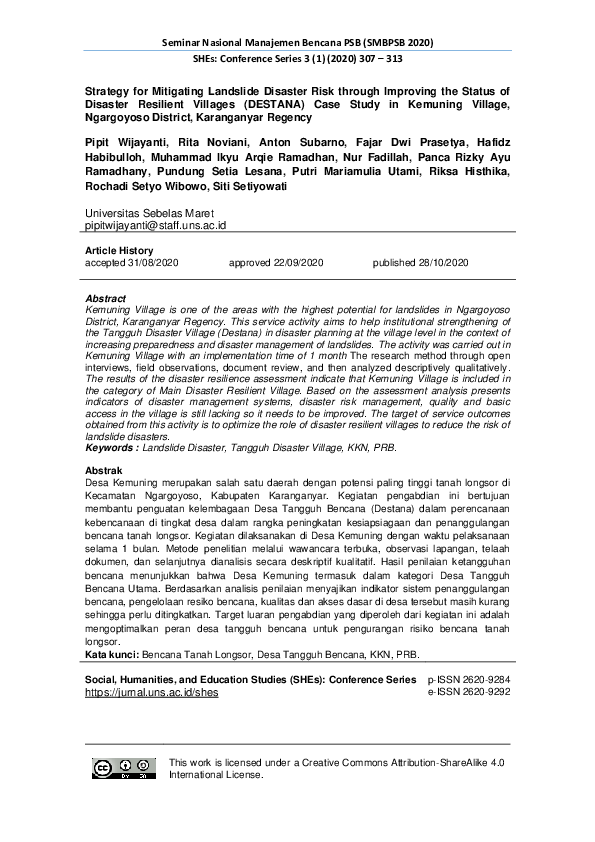 (PDF) Strategy for Mitigating Landslide Disaster Risk through Improving ...
