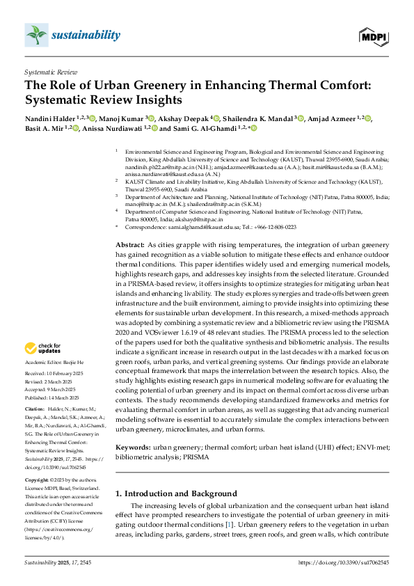 (PDF) The Role of Urban Greenery in Enhancing Thermal Comfort ...