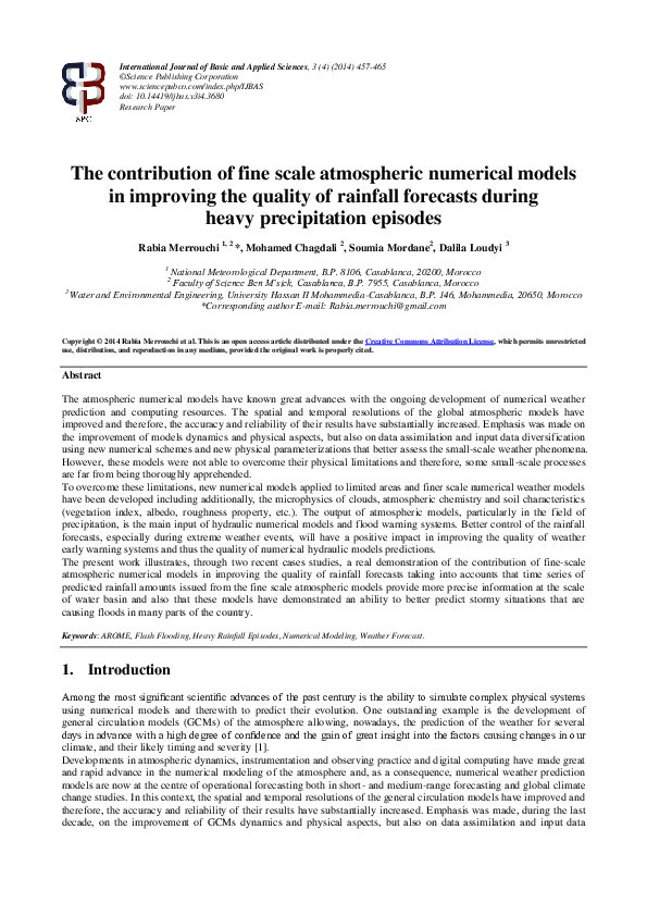 (PDF) The Contribution Of Fine Scale Atmospheric Numerical Models In ...