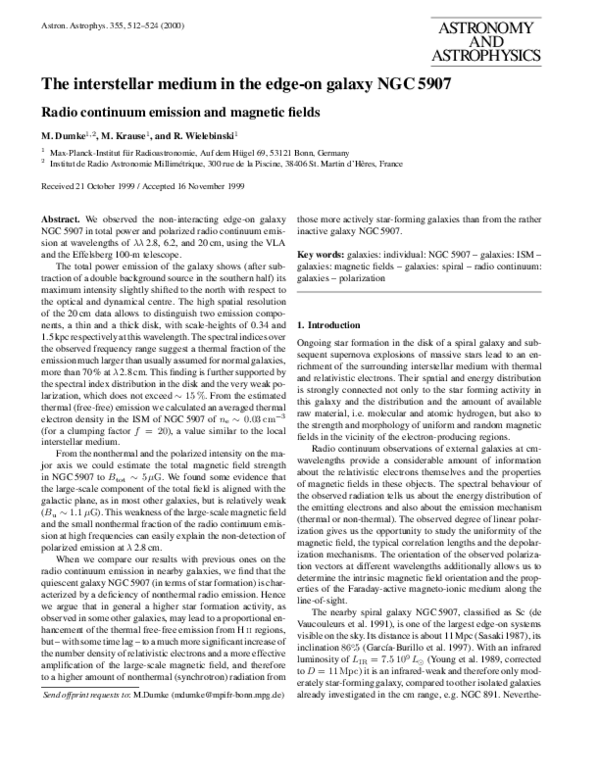 (PDF) The interstellar medium in the edge-on galaxy NGC 5907. Radio ...
