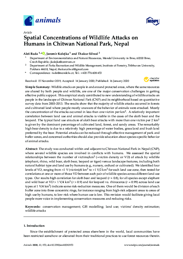 (PDF) Spatial Concentrations of Wildlife Attacks on Humans in Chitwan ...