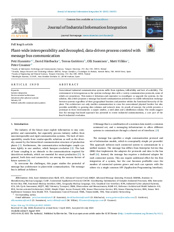(PDF) Plant-wide interoperability and decoupled, data-driven process ...