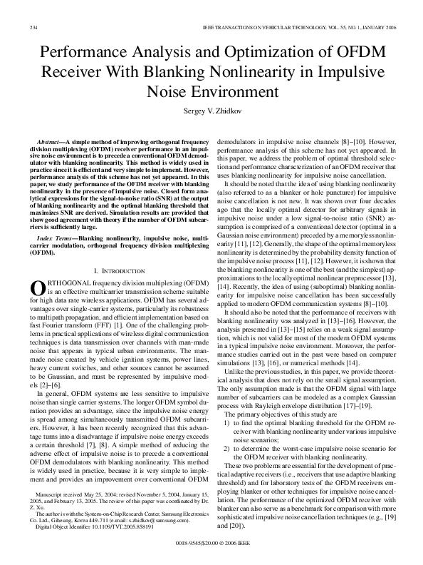 (PDF) Performance Analysis and Optimization of OFDM Receiver With ...