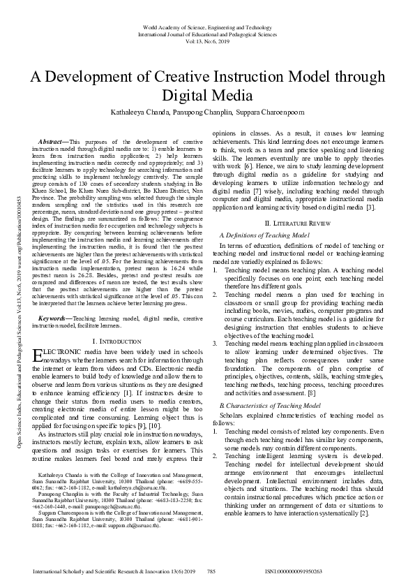 (PDF) A Development of Creative Instruction Model through Digital Media