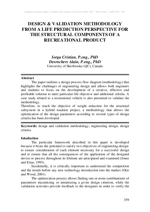 (PDF) Design & Validation Methodology from a Life Prediction ...