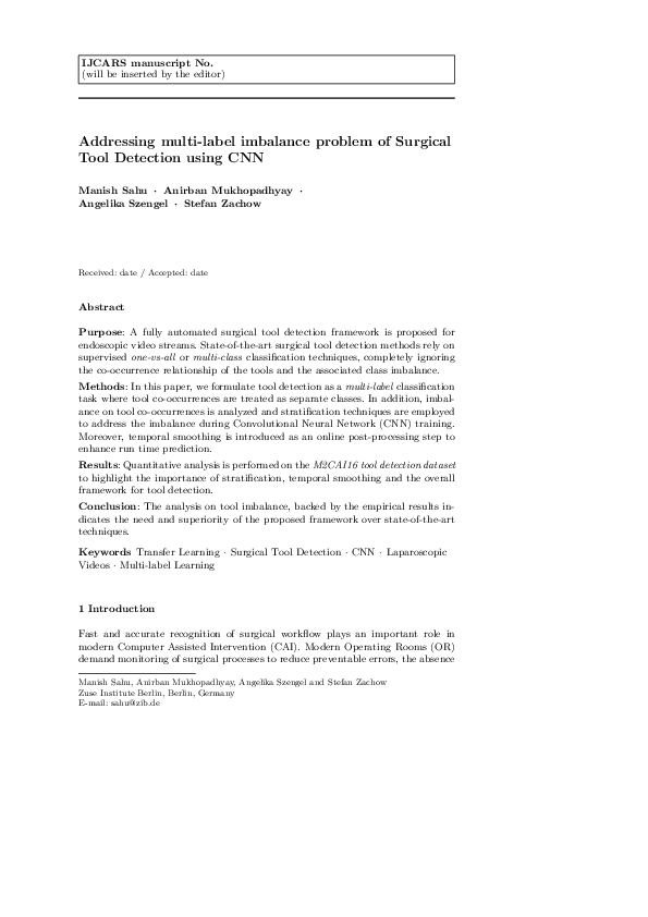 (PDF) Addressing multi-label imbalance problem of surgical tool ...