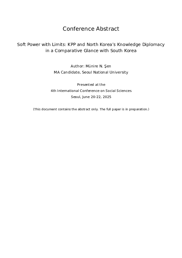 (PDF) Soft Power with Limits: KPP and North Korea's Knowledge Diplomacy ...
