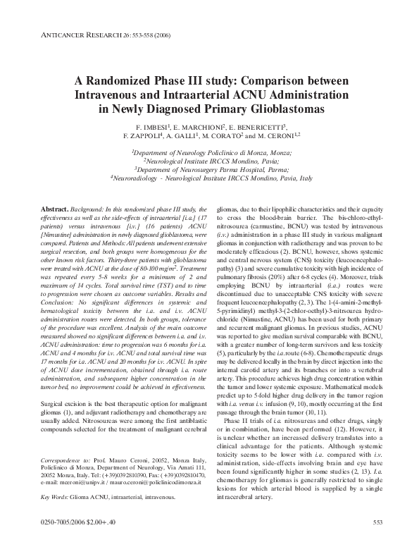 (PDF) A randomized phase III study: comparison between intravenous and ...