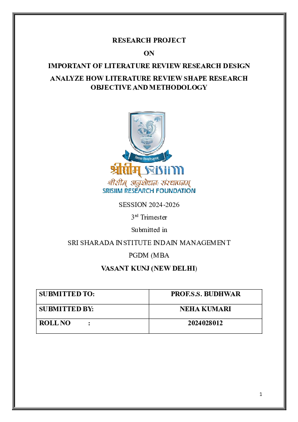 (PDF) IMPORTANT OF LITERATURE REVIEW RESEARCH DESIGN ANALYZE HOW ...