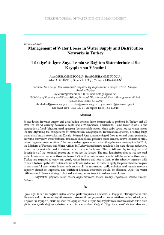 (PDF) Management of Water Losses in Water Supply and Distribution ...