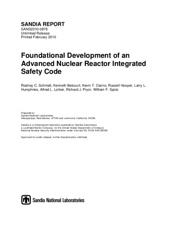 (PDF) Foundational development of an advanced nuclear reactor ...