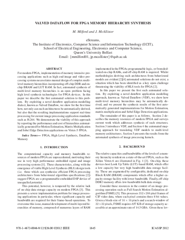 (PDF) Valved dataflow for FPGA memory hierarchy synthesis
