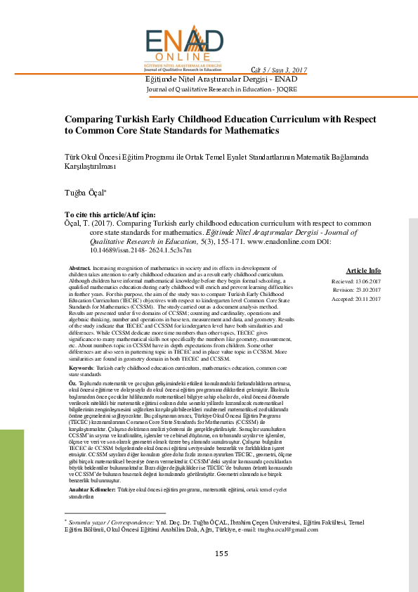 (PDF) Comparing Turkish Early Childhood Education Curriculum with ...