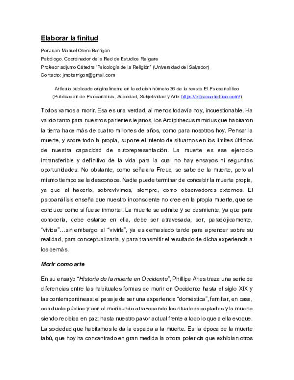 (PDF) Elaborar la finitud