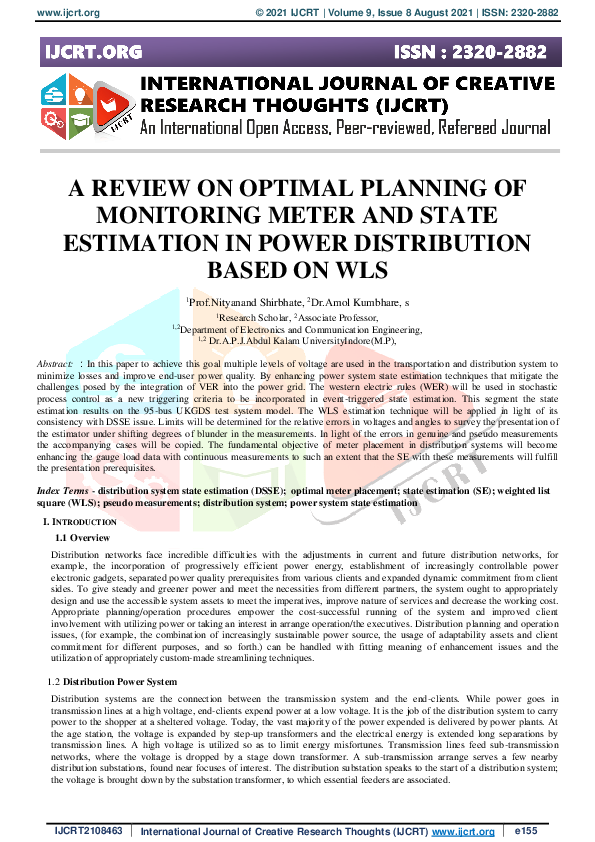 (PDF) A Review on Optimal Planning of Monitoring Meter and State ...