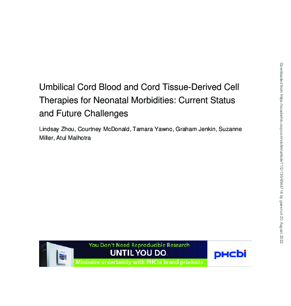 (PDF) Umbilical Cord Blood and Cord Tissue-Derived Cell Therapies for ...
