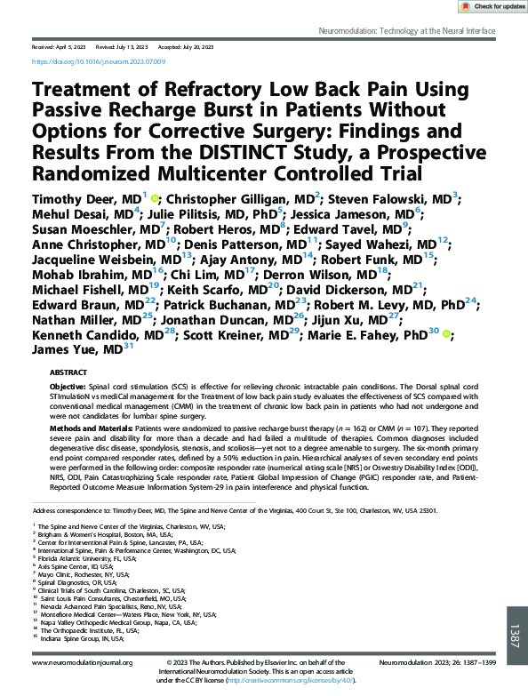 (PDF) Treatment of Refractory Low Back Pain Using Passive Recharge ...