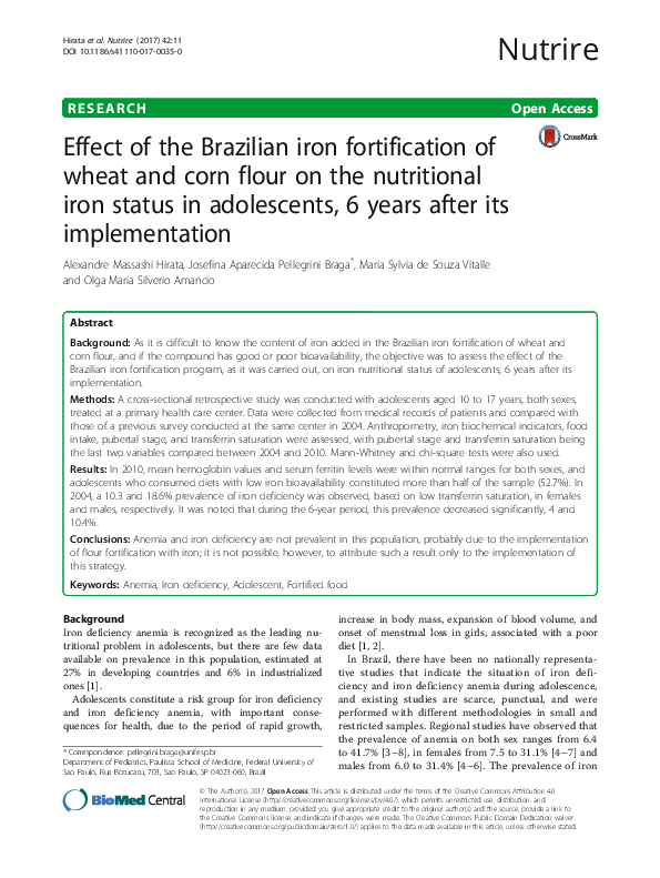 (PDF) Effect of the Brazilian iron fortification of wheat and corn ...