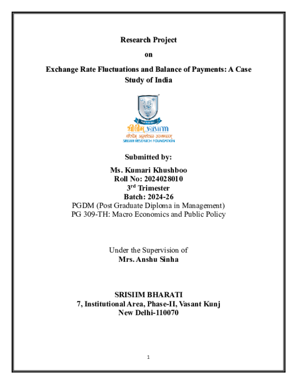 (PDF) Exchange Rate Fluctuations and Balance of Payments: A Case Study ...