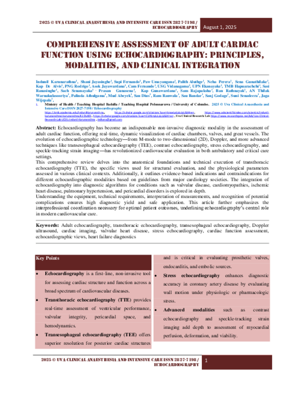 (PDF) Comprehensive Assessment of Adult Cardiac Function Using ...