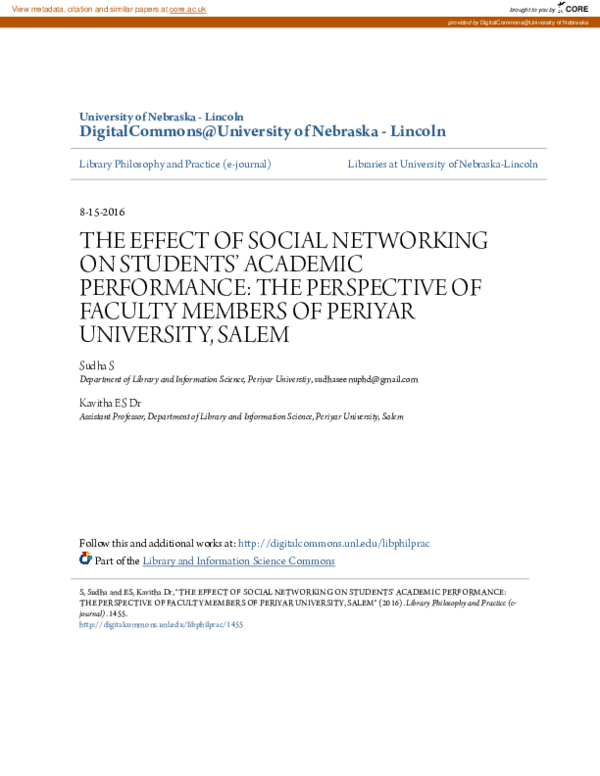 (PDF) THE EFFECT OF SOCIAL NETWORKING ON STUDENTS’ ACADEMIC PERFORMANCE ...