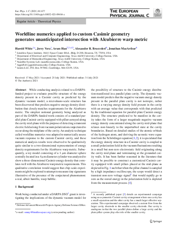 (PDF) Worldline numerics applied to custom Casimir geometry generates ...
