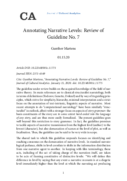 (PDF) Annotating Narrative Levels: Review of Guideline No. 7