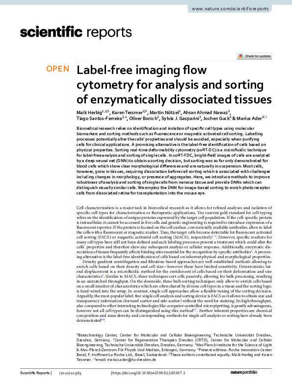 (PDF) Label-free imaging flow cytometry for analysis and sorting of ...