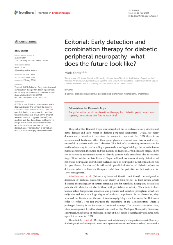 (PDF) Editorial: Early detection and combination therapy for diabetic ...
