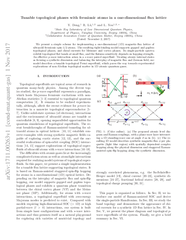 (PDF) Tunable topological phases with fermionic atoms in a one ...