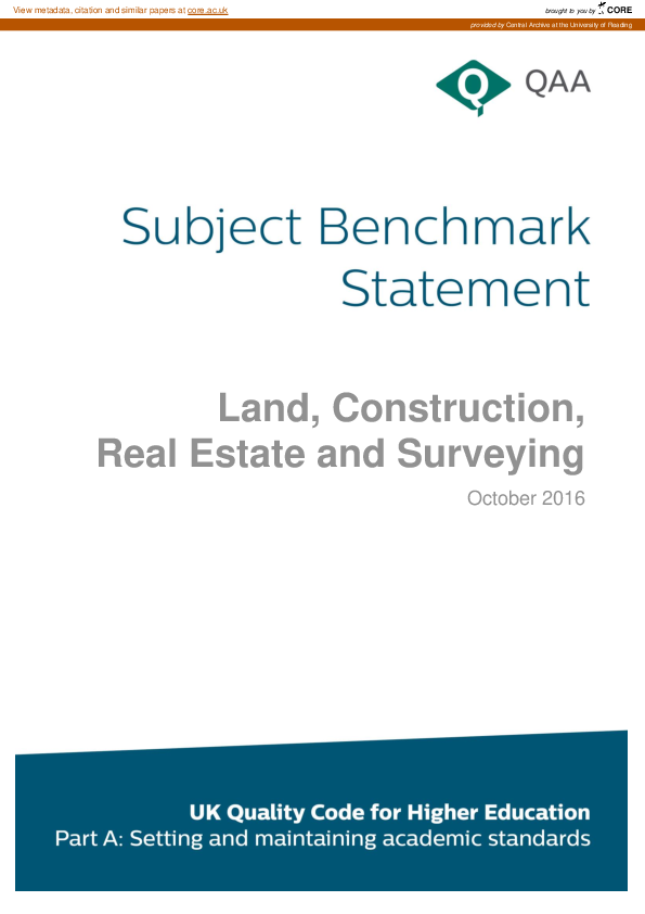 (PDF) QAA Subject Benchmark Statement - Land, Construction, Real Estate ...