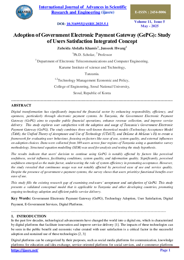 (PDF) Adoption of Government Electronic Payment Gateway (GePG ...