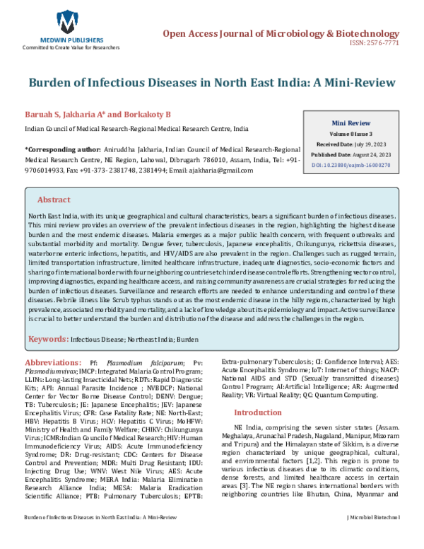 (PDF) Burden of Infectious Diseases in North East India: A Mini-Review