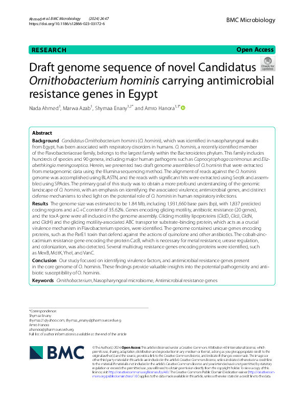 (PDF) Draft genome sequence of novel Candidatus Ornithobacterium ...