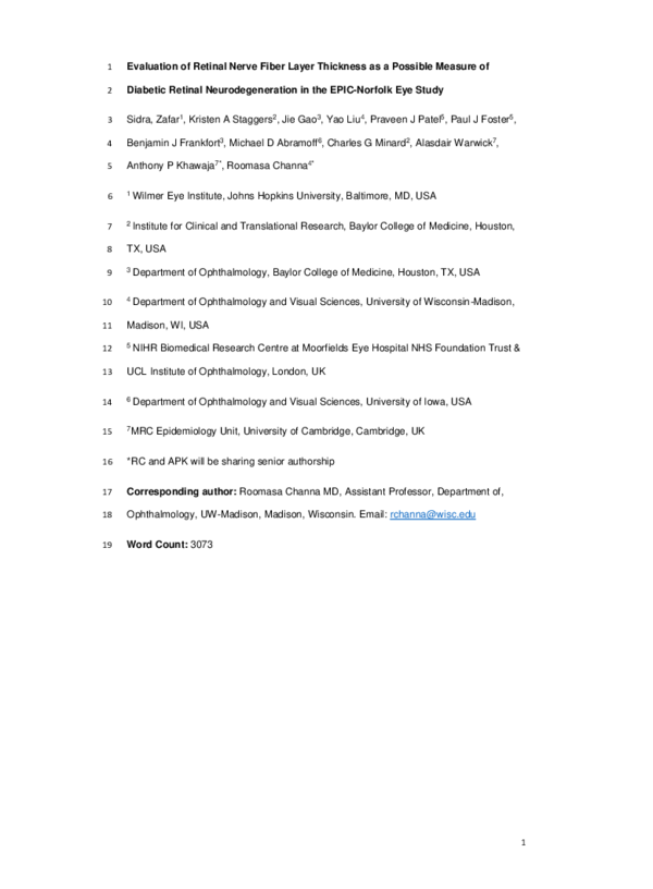 (PDF) Evaluation of retinal nerve fibre layer thickness as a possible ...