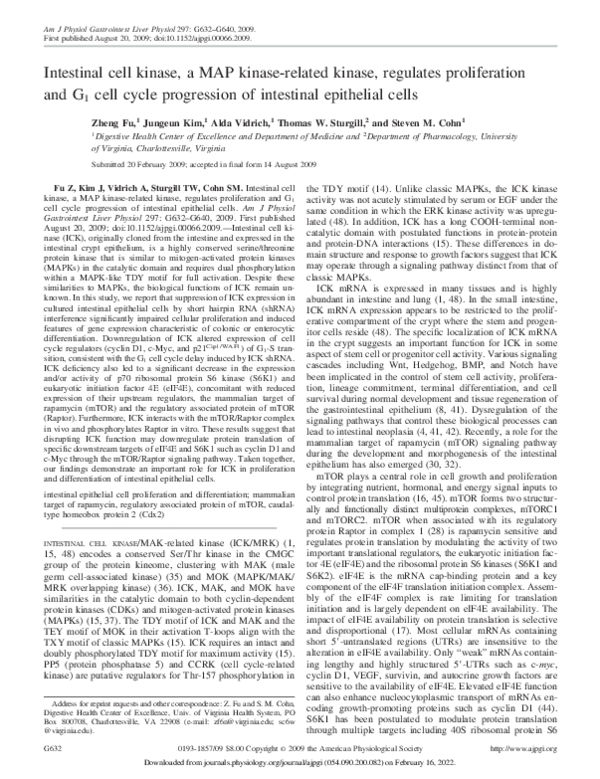 (PDF) Intestinal cell kinase, a MAP kinase-related kinase, regulates ...