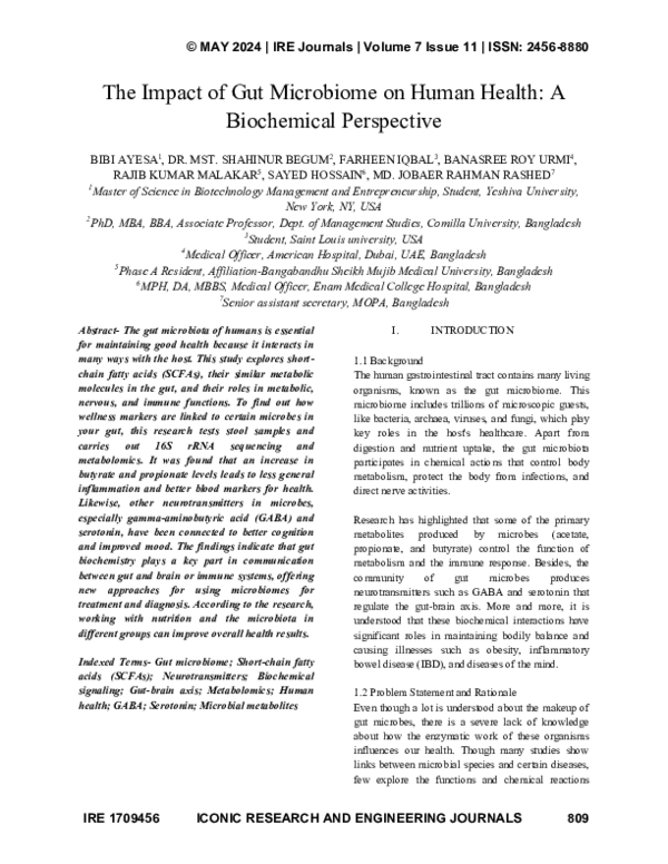 (PDF) The Impact of Gut Microbiome on Human Health: A Biochemical ...