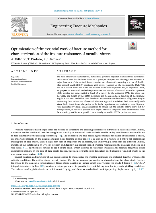 (PDF) Optimization of the essential work of fracture method for ...